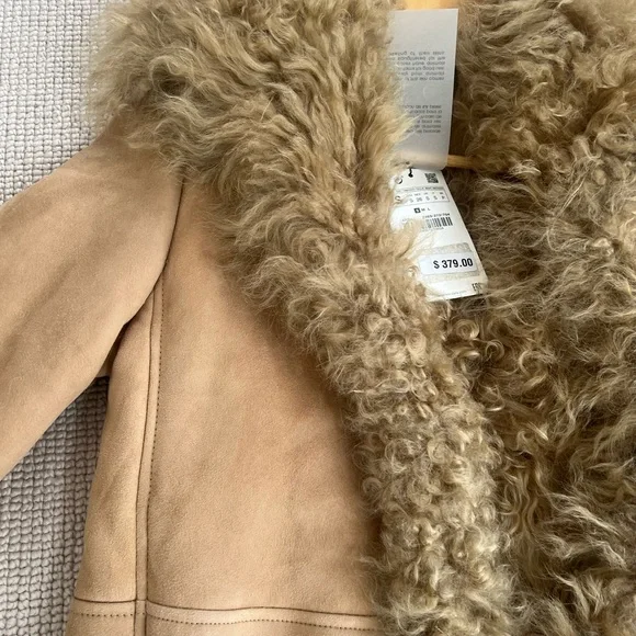 Zara NTW Women's Tan Genuine suede/ Shearling fur Coat - Picture 7 of 12